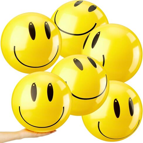 12 Pcs Smile Inflatable Beach Balls 12 Inch Summer Beach Pool Party Balls Toys Bulk Yellow Smile Face Water Balls for Summer Vacation Swimming Pool Games Birthday Party Favors in Saudi Arabia