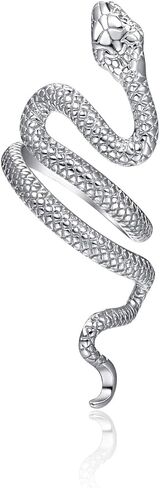 Praymos 925 Sterling Silver Snake/Shark Rings حلقة مفتوحة قابلة للتعديل للنساء مع مربع المجوهرات حجم 7-9 in Kuwait