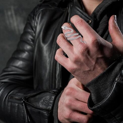 Praymos 925 Sterling Silver Snake/Shark Rings حلقة مفتوحة قابلة للتعديل للنساء مع مربع المجوهرات حجم 7-9 in Kuwait