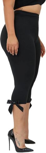 Women Coquette Capri Pants Elastic Waist Knee Length Skinny Capri Leggings Side Bow Tie Summer Cropped Pant in Kuwait