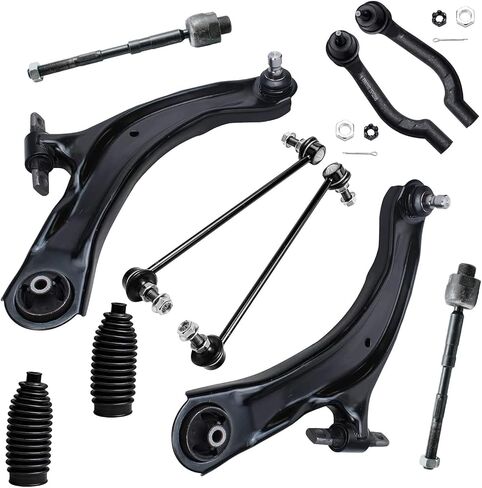 Detroit Axle -Front End 10pc Suspension Kit for 2008-2013 Nissan Rogue 14-15 Rogue Select 2 Front Lower Control Arms Assembly 2 Sway Bars 4 Inner Outer Tie Rods 2009 2010 2011 2012 Replacement 2 Boots in Saudi Arabia
