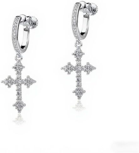 Cross Earrings for Men Women 14K Gold Plated Hypoallergenic Sterling Silver Dangle Drop Earrings in Saudi Arabia