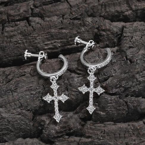 Cross Earrings for Men Women 14K Gold Plated Hypoallergenic Sterling Silver Dangle Drop Earrings in Saudi Arabia