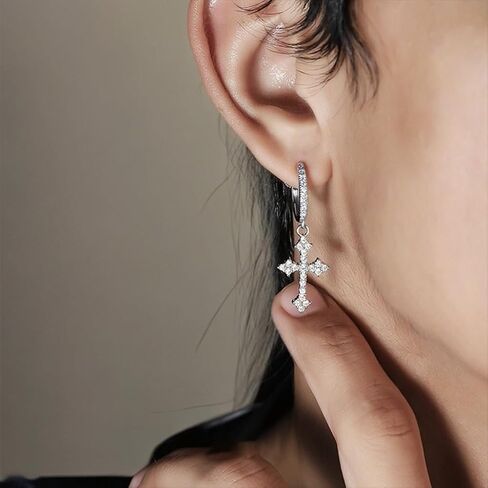 Cross Earrings for Men Women 14K Gold Plated Hypoallergenic Sterling Silver Dangle Drop Earrings in Saudi Arabia
