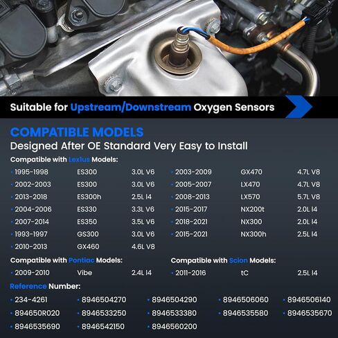 مستشعر Oxygen O2 234-4622 و 234-9049 متوافق مع Toyota 2007 2008 2008 2010 2011 Camry ، 2006 2007 2008 RAV4 2.4L L4 ؛ 1pcs في المنبع و 1pcs مستشعر الأوكسجين البديل في اتجاه مجرى النهر in Kuwait
