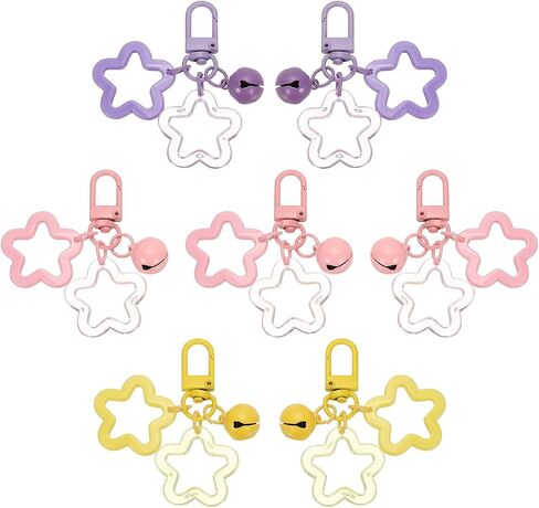 سلسلة Keychain Star Star ، Candy Color Acrylic Pentagram keychain Stars Charms Bell Keychains Clip Clip in Kuwait