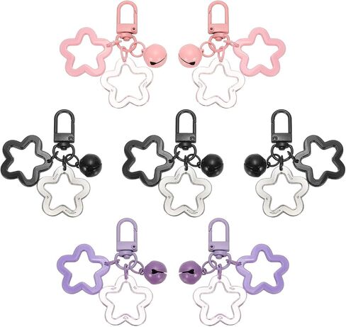 سلسلة Keychain Star Star ، Candy Color Acrylic Pentagram keychain Stars Charms Bell Keychains Clip Clip in Saudi Arabia