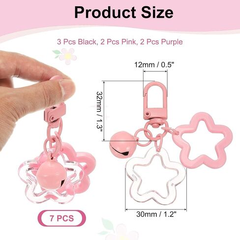 سلسلة Keychain Star Star ، Candy Color Acrylic Pentagram keychain Stars Charms Bell Keychains Clip Clip in Saudi Arabia