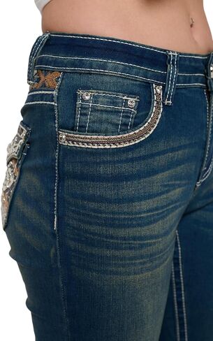 High Waisted-Rise Curvy Bootcut Jeans - Stretchy Embroidered Feather Flare Denim for Women in Saudi Arabia