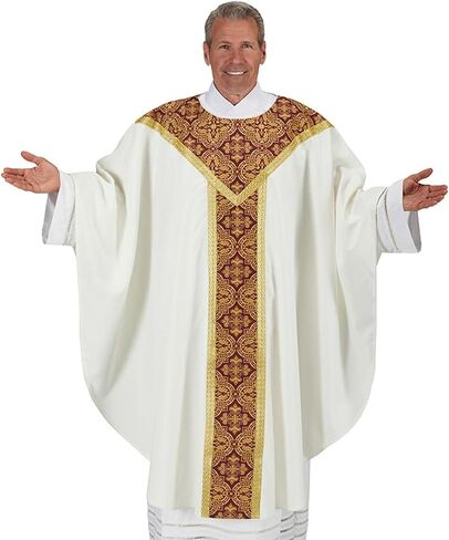 Needzo Priest Chasuble, Catholic Church Robe, Semi Gothic Styled Vestment, 51 x 59 Inches in Saudi Arabia