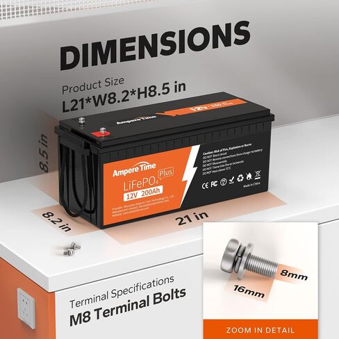 Ampere Time 12V 200ah Plus LifePo4 Deep Cycle Lithium Battery ، Bemined-In 200A BMS ، أكثر in Saudi Arabia