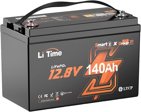 Litime 12v 140ah Bluetooth LifePo4 Lithium Battery 150a BMS Deep Cycle Performance for RV ، ومقطورات السفر ، ومحرك التصيد. (المجموعة 31) in Kuwait