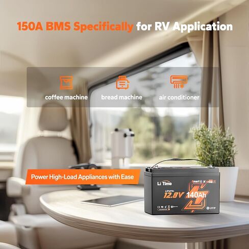 Litime 12v 140ah Bluetooth LifePo4 Lithium Battery 150a BMS Deep Cycle Performance for RV ، ومقطورات السفر ، ومحرك التصيد. (المجموعة 31) in Kuwait