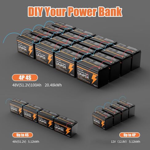 12V 100AH LIFEPO4 Lithium Battery Group 31 (4 pack) مع 100A BMS ، حماية منخفضة الإيقاع حتى 15000 دورة عميقة قابلة لإعادة الشحن للربع البحري والنظام الشمسي والنظام الشمسي والسيارة والمقطورة والنسخ الاحتياطي in Saudi Arabia