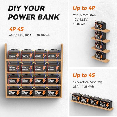 12V 100AH LIFEPO4 Lithium Battery Group 31 (4 pack) مع 100A BMS ، حماية منخفضة الإيقاع حتى 15000 دورة عميقة قابلة لإعادة الشحن للربع البحري والنظام الشمسي والنظام الشمسي والسيارة والمقطورة والنسخ الاحتياطي in Kuwait