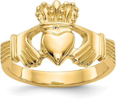 صلبة 14K صفراء الذهب الأيرلندي claddagh فرقة حلقة سلتيك in Saudi Arabia
