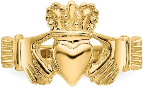 صلبة 14K صفراء الذهب الأيرلندي claddagh فرقة حلقة سلتيك in Saudi Arabia