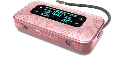 هالو بولت النهائي 3 محمولة بطارية بطارية القفز | 130 PSI Air Compressor ، 55.5WH USB Power Bank ، عرض كبير ، ضوءضعات طارئة وشاحن ، يقفز سيارات سيارات وشاحنات ، إطارات تضخيم - روز in Kuwait