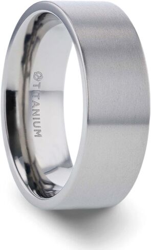 Solar | Titanium Rings for Men | Lightweight Titanium | Comfort Fit | Flat Profile Brushed Finish Titanium Wedding Band - 8mm in Saudi Arabia