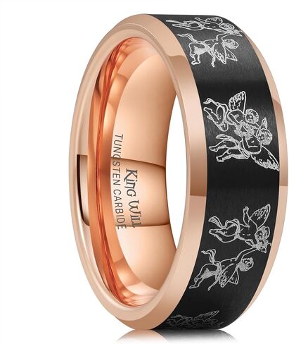 King Will Till Death Men Wedding Band in Rose Gold, 8mm Stainless Steel Wedding Ring for Men, Rose-Gold Wedding Ring Polished Corrosion-Resistant Till Death Ring Comfort Fit Size 7-12 in Saudi Arabia