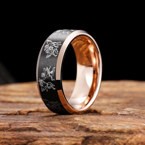 King Will Till Death Men Wedding Band in Rose Gold, 8mm Stainless Steel Wedding Ring for Men, Rose-Gold Wedding Ring Polished Corrosion-Resistant Till Death Ring Comfort Fit Size 7-12 in Saudi Arabia