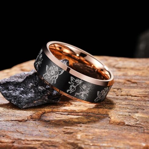 King Will Till Death Men Wedding Band in Rose Gold, 8mm Stainless Steel Wedding Ring for Men, Rose-Gold Wedding Ring Polished Corrosion-Resistant Till Death Ring Comfort Fit Size 7-12 in Saudi Arabia
