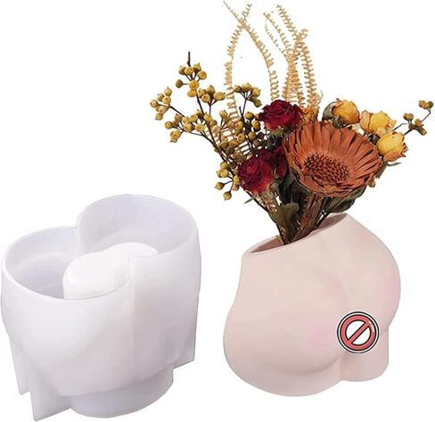 Overlapping Body Concrete Flower Pot Mold Succulent Planter Vase Silicone Mold Plaster Epoxy Resin Pen Brush/Candle Holder Mold Cement Polymer Clay Mould in Kuwait