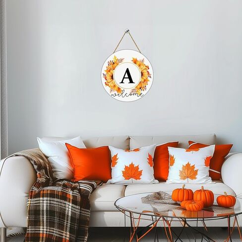Fall Door Wreath Monogram Letter S Floral Fall Door Decor Fall Welcome Sign Family Last Name Initial Door Sign Wooden Sunflower Maple Leaf Pumpkin Wall Decor for Harvest Farmhouse Indoor Home Decor in Kuwait