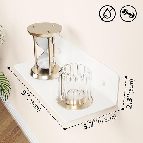 Floating Shelves 9 Inch Metal Wall Mounted Set of 2 Black - Easily Expand Wall Space - Aluminium Hanging Shelves Display Shelves for Bedroom, Gaming Room, Living Room, Bathroom, Office in Kuwait