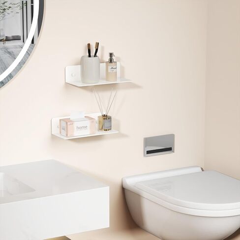 Floating Shelves 9 Inch Metal Wall Mounted Set of 2 Black - Easily Expand Wall Space - Aluminium Hanging Shelves Display Shelves for Bedroom, Gaming Room, Living Room, Bathroom, Office in Kuwait