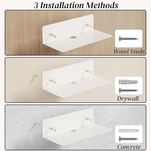 Floating Shelves 9 Inch Metal Wall Mounted Set of 2 Black - Easily Expand Wall Space - Aluminium Hanging Shelves Display Shelves for Bedroom, Gaming Room, Living Room, Bathroom, Office in Kuwait