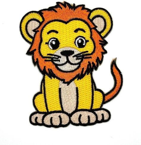 Lion Iron On Patch - Embroidered Lion Iron On Sew On Lions Applique Patches for Holes, Clothing, Dress, Jeans, Hat, Backpacks, Clothes, Men - Zoo Lions Iron On Patch 3.5" in Saudi Arabia