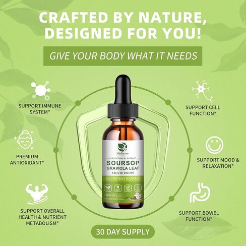 Lukaree Organic High-Potency Soursop Bitters Liquid ، 98 ٪ مستخلص الفاكهة والأوراق من المناعة ، ودعم الخلايا ، ومضادات الأكسدة ، والهضم ، وغير المعدلة وراثيًا خالية من السكر والغلوتين (2 أوقية) in Kuwait