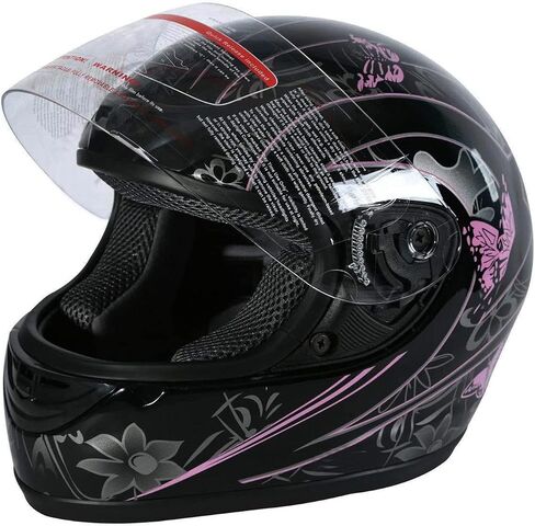 TCT-Motorparts دراجة نارية Motocross Flip Up Compulal Face Helmet Fisor Mirror Sun Shield Street Sport Motor Motor Motor Comple for Women Men Gloss Black ، (Medium in Kuwait