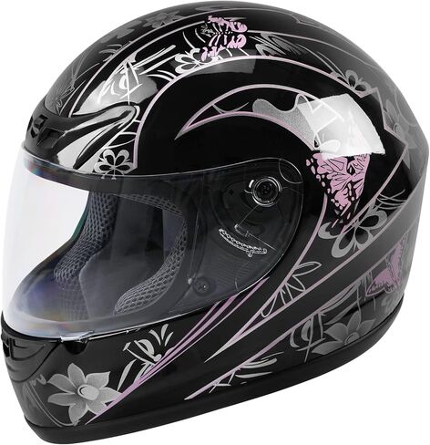 TCT-Motorparts دراجة نارية Motocross Flip Up Compulal Face Helmet Fisor Mirror Sun Shield Street Sport Motor Motor Motor Comple for Women Men Gloss Black ، (Medium in Kuwait