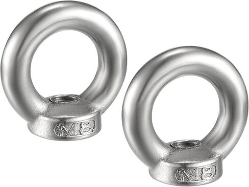 2 Pcs Lifting Eye Nuts Ring - Chandelier Fence Stainless Steel Female Thread Machinery Eye Nuts Apply to Lifting Eye Bolt (M6, Silver Tone) in Saudi Arabia