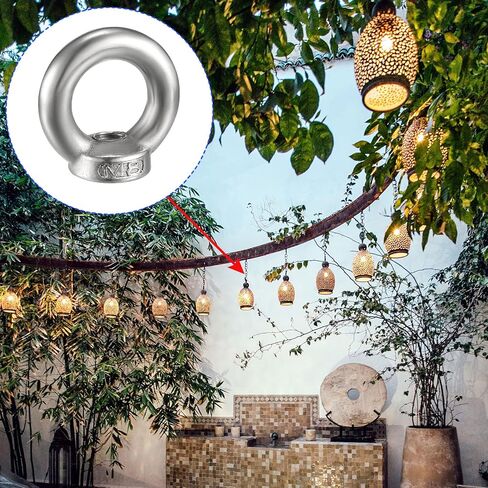 2 Pcs Lifting Eye Nuts Ring - Chandelier Fence Stainless Steel Female Thread Machinery Eye Nuts Apply to Lifting Eye Bolt (M6, Silver Tone) in Saudi Arabia
