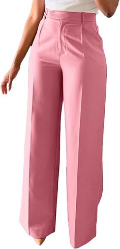 Women Wide Leg Dress Pants High Waisted Straight Leg Slacks Casual Business Office Work Trousers in Kuwait