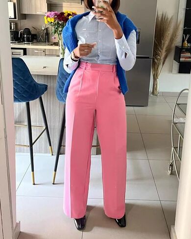 Women Wide Leg Dress Pants High Waisted Straight Leg Slacks Casual Business Office Work Trousers in Kuwait