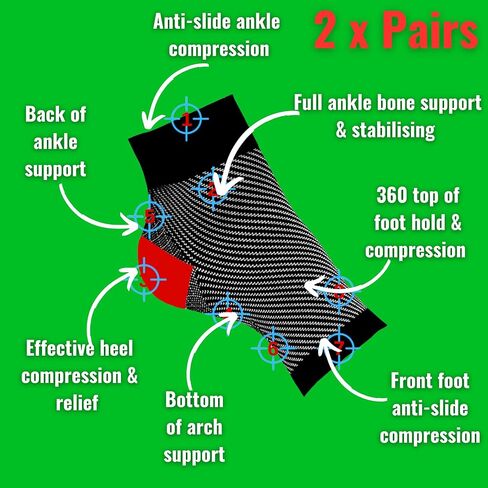Atlecko Plantar Support & Relief Socks Kit - 11-Pieces, 2 PAIRS Plantar Fasciitis Socks - Comfortable Quality Compression (L/XL) in Kuwait