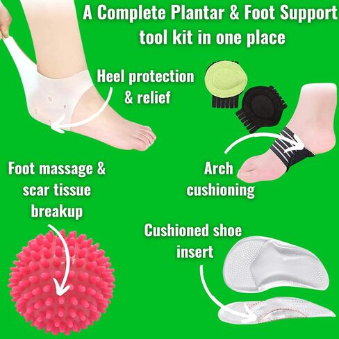 Atlecko Plantar Support & Relief Socks Kit - 11-Pieces, 2 PAIRS Plantar Fasciitis Socks - Comfortable Quality Compression (L/XL) in Saudi Arabia