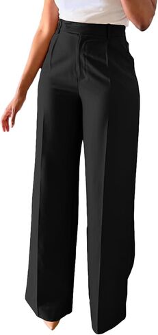 Women Wide Leg Dress Pants High Waisted Straight Leg Slacks Casual Business Office Work Trousers in Kuwait