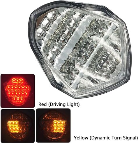 Clear Motorcycle Rear Tail Light DRL Red Light Amber Dynamic Turn Signal, Compatible with Suzuki GSX-R 1000 2003-2004, Motorcycle Rear Turn Signal Tail Stop Light in Saudi Arabia