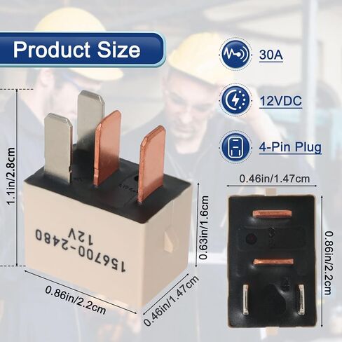 2PCS 156700-2480 30A 12V 4-PIN RELAY لمعظم محركات المبتدئين ، AC ، قرون السيارات ، أنظمة الضوء ، 156700-4160 ترحيل السيارات in Saudi Arabia