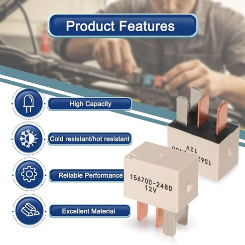 2PCS 156700-2480 30A 12V 4-PIN RELAY لمعظم محركات المبتدئين ، AC ، قرون السيارات ، أنظمة الضوء ، 156700-4160 ترحيل السيارات in Saudi Arabia