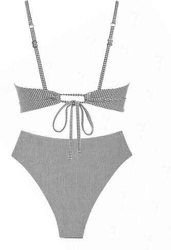 seamoly Vintage Fruit Cherry Print Bow Decor Tied Back High Waisted Bikini Set in Saudi Arabia