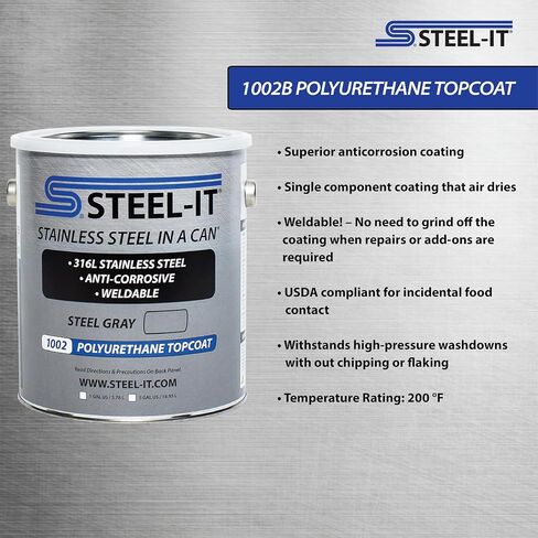 طلاء علوي من البولي يوريثين من Steel-It 1012Q، قابل للحام، طلاء فائق مضاد للتآكل - أسود (1 كوارت) in Kuwait