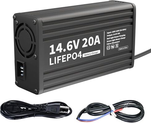 12V 20A Lithium LiFePO4 Battery Charger, 14.6V AC-DC Smart Charger Special for Deep Cycle Rechargeable LiFePO4 Batteries in Kuwait