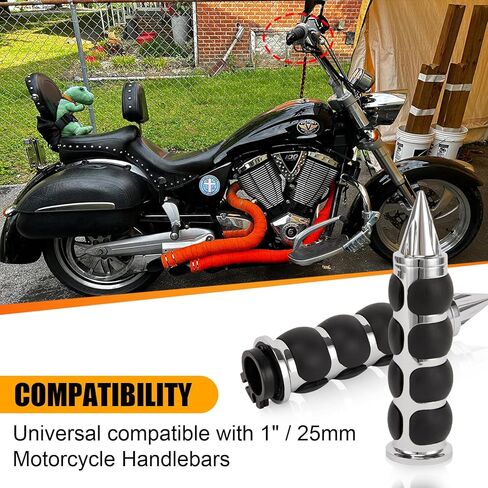 PSLER Universal Motorcycle Handlebar Grips - Non-Slip Rubber Grips for Cruiser, Touring, Sportster, Compatible with Road King Road Glide Street Glide Electra Glide Standard CVO in Kuwait