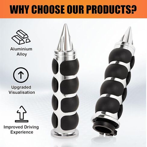 PSLER Universal Motorcycle Handlebar Grips - Non-Slip Rubber Grips for Cruiser, Touring, Sportster, Compatible with Road King Road Glide Street Glide Electra Glide Standard CVO in Kuwait